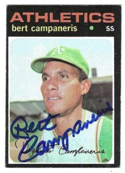Autographed BERT CAMPANERIS Oakland A's 1971 Topps Card