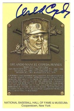 Autographed Orlando Cepeda Hall of Fame Gold Plaque