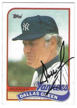 Autographed DALLAS GREEN New York Yankees 1989 Topps Card