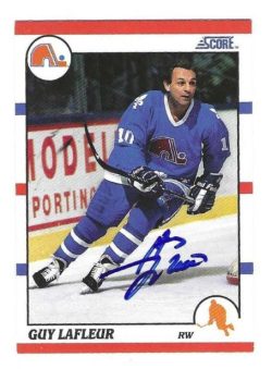 GUY LAFLEUR Quebec Nordiques Autographed 1990-91 Score Card