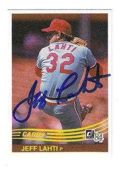 Autographed JEFF LAHTI St. Louis Cardinals 1984 Donruss Card