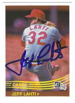 Autographed JEFF LAHTI St. Louis Cardinals 1984 Donruss Card