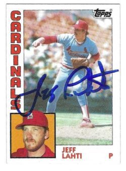 Autographed JEFF LAHTI St. Louis Cardinals 1984 Topps Card