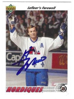 GUY LAFLEUR Quebec Nordiques Autographed 1991-92 Upper Deck Card