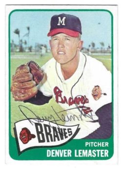 Autographed DENVER LEMASTER Milwaukee Braves 1965 Topps Card