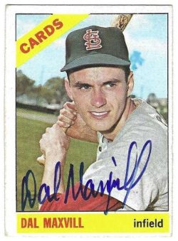 Autographed DAL MAXVILL St. Louis Cardinals 1966 Topps Card