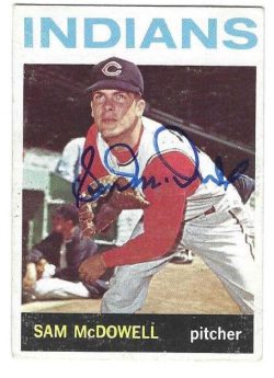 Autographed SAM MCDOWELL Cleveland Indians 1964 Topps Card