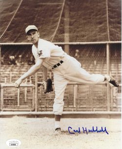Autographed CARL HUBBELL 8x10 New York Giants Photo JSA