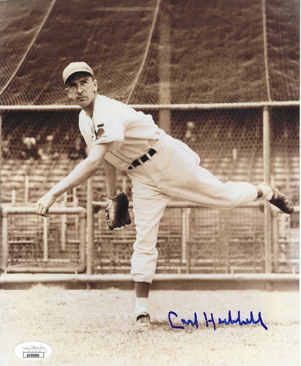 Autographed CARL HUBBELL 8x10 New York Giants Photo JSA