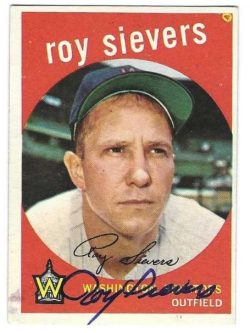 Autographed ROY SIEVERS Washington Senators 1959 Topps Card