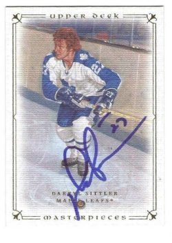 Autographed DARRYL SITTLER Toronto Maple Leafs 2008-09 Upper Deck Masterpieces Card