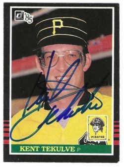 Autographed KENT TEKULVE Pittsburgh Pirates 1985 Donruss Card