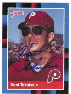 Autographed KENT TEKULVE Philadelphia Phillies 1988 Donruss Card