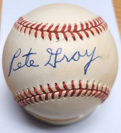 PETE GRAY Autographed Official American League Baseball