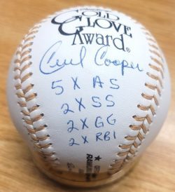 Autographed CECIL COOPER Official Rawlings Gold Glove Major League Baseball Tristar