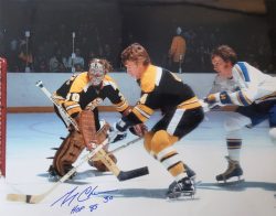 Autographed GERRY CHEEVERS "HOF 85" 11x14 Boston Bruins Photo