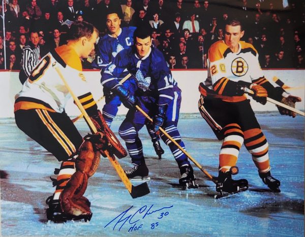 Autographed GERRY CHEEVERS "HOF 85" 11x14 Boston Bruins Photo