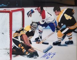 Autographed GERRY CHEEVERS "HOF 85" 11x14 Boston Bruins Photo