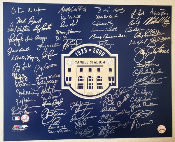 YANKEE STADIUM 16x20 Photo 70 Signatures including Bouton, Boone, Richardson etc.