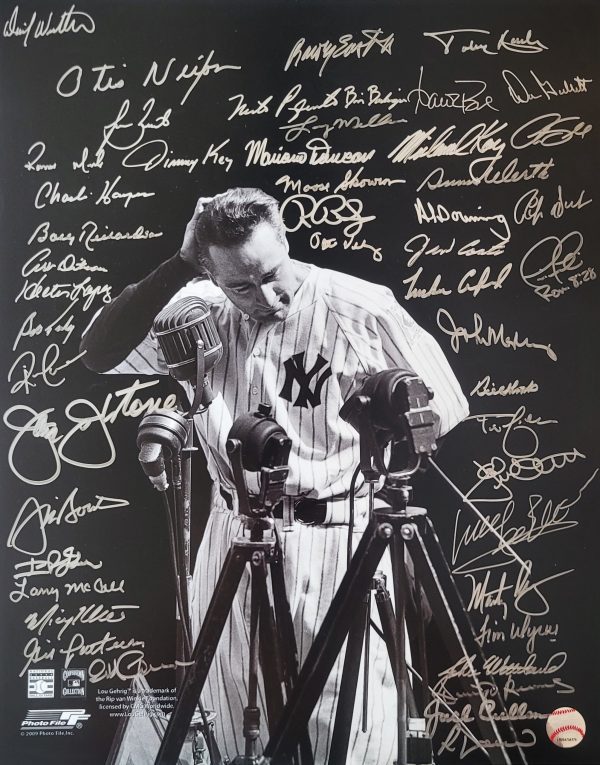 LOU GEHRIG SPEECH 16x20 Photo 48 Signatures including Boone, Key, Wetteland etc.