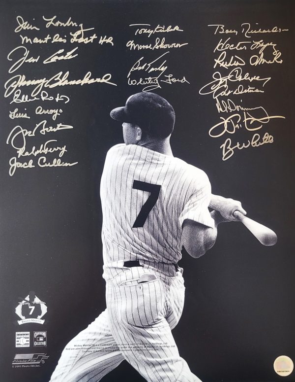 MICKEY MANTLE 16x20 Photo 20 Signatures including Whitey Ford, Kubek, Coleman