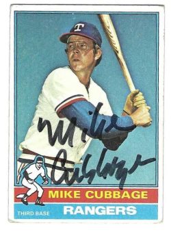 Autographed MIKE CUBBAGE Texas Rangers 1976 Topps Card