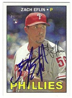 Autographed ZACH EFLIN Philadelphia Phillies 2016 Topps Heritage Card #659