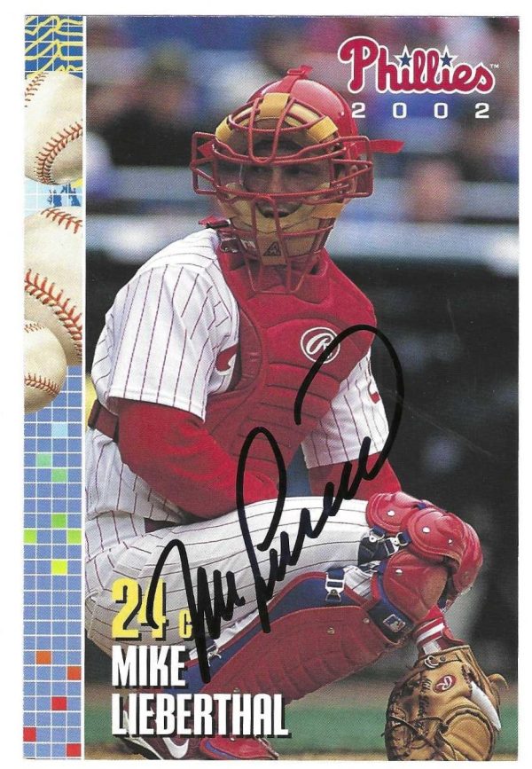 Autographed MIKE LEIBERTHAL 2002 Phillies Post card