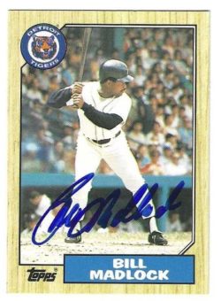 Autographed BILL MADLOCK Detroit Tigers 1987 Topps Card