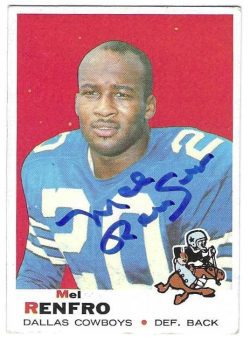 Autographed Mel Renfro 1969 Topps Dallas Cowboys Card