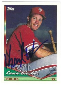 Autographed KEVIN STOCKER Philadelphia Phillies 1994 Topps Card