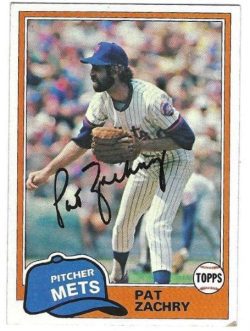 Autographed PAT ZACHRY New York Mets 1981 Topps Card
