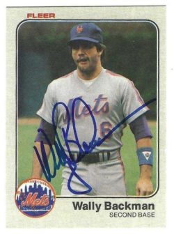 Autographed WALLY BACKMAN New York Mets 1983 Fleer Baseball Card