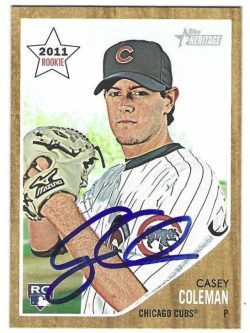 Autographed CASEY COLEMAN Chicago Cubs 2011 Topps Heritage Card #224