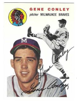Autographed GENE CONLEY Milwaukee Braves 1954 Topps Archives Card
