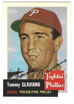 Autographed TOMMY GLAVIANO Philadelphia Phillies 1953 Topps Archives Card