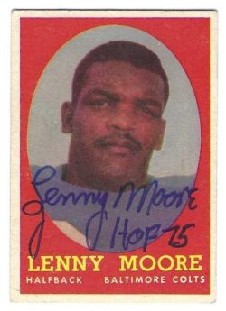Autographed LENNY MOORE Baltimore Colts 1958 Topps card