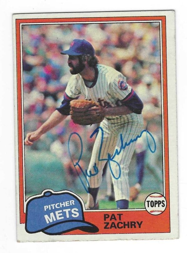 Autographed PAT ZACHRY New York Mets 1981 Topps Card