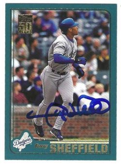Autographed GARY SHEFFIELD Los Angeles Dodgers 2001 Topps Card