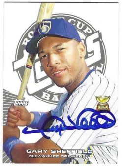 Autographed GARY SHEFFIELD Milwaukee Brewers 2005 Topps Rookie Cup Card