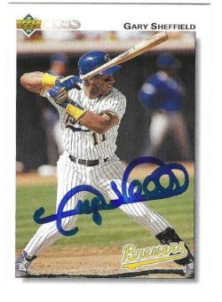 Autographed GARY SHEFFIELD Milwaukee Brewers 1992 Upper Deck Card