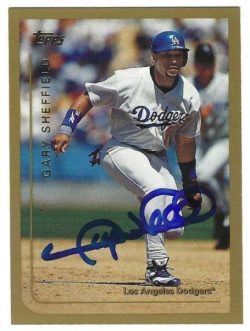 Autographed GARY SHEFFIELD Los Angeles Dodgers 1999 Topps Card