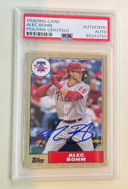 Autographed 2022 ALEC BOHM Phillies Topps Archives Card #229 PSA/DNA Slabbed