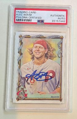 Autographed 2023 ALEC BOHM Phillies Allen & Ginter Card #158 PSA/DNA Slabbed