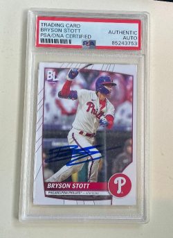 Autographed 2024 BRYSON STOTT Philadelphia Phillies Topps Archives BL Card #29 Beckett Slabbed