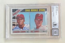Autographed 1966 Topps Fergie Jenkins Philadelphia Phillies #254 Beckett Slabbed 10