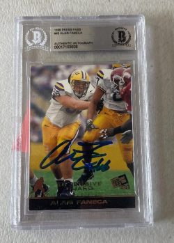 Autographed ALAN FANECA LSU Tigers 1998 Press Pass Card #45 Beckett Slabbed