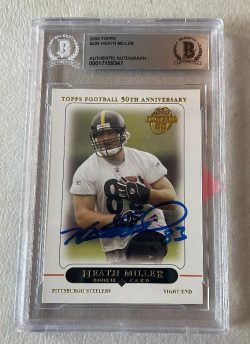 Autographed HEATH MILLER Pittsburgh Steelers 2005 Topps Card #424 Beckett  Slabbed