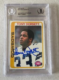 Autographed TONY DORSETT Dallas Cowboys 1978 Topps Card #315 Beckett Slabbed