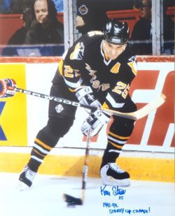 Autographed KEVIN STEVENS "91-92 Stanley Cup Champs" 16x20 Pittsburgh Penguins Photo